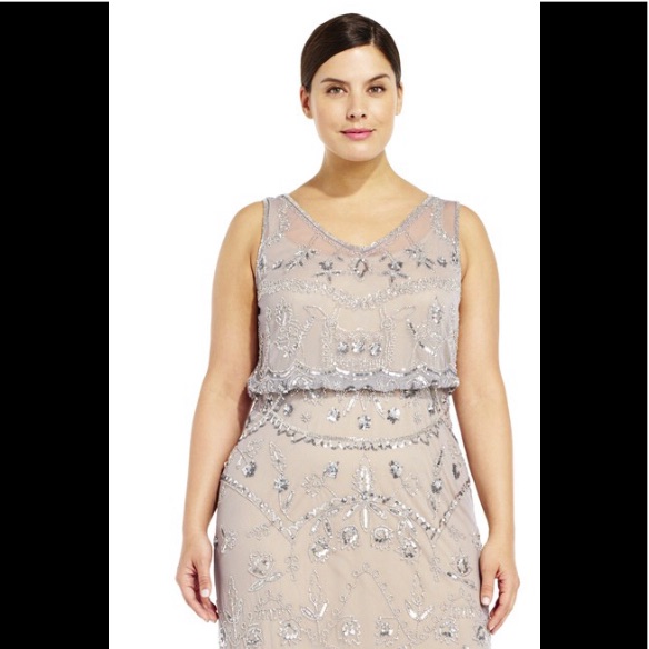 Adrienne Papell Beaded Blouson Evening Gown